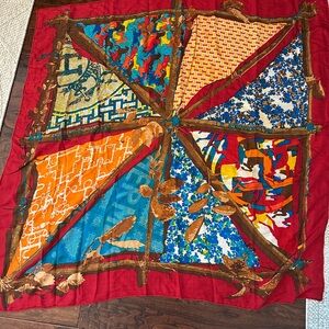Hermes Red and Yellow Geometric Scarf